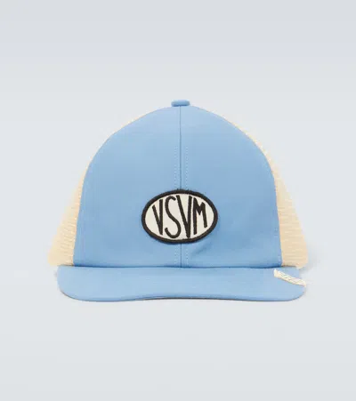 Visvim Logo Cotton Canvas And Mesh Baseball Cap In Blue