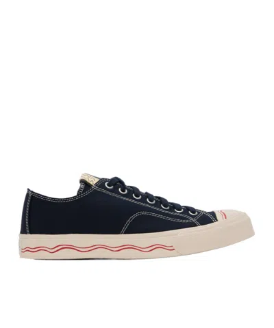 Visvim Seeger Leather And Rubber-trimmed Canvas Sneakers In Blue