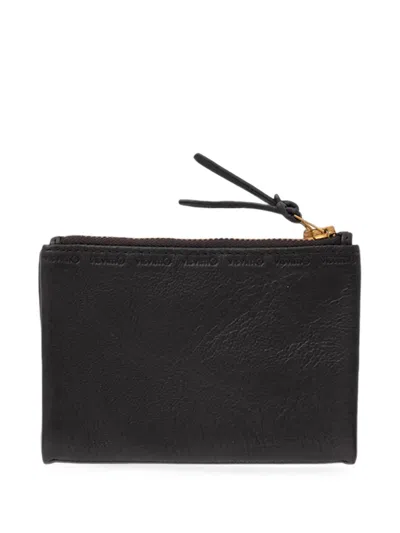 Visvim Logo-debossed Grained Leather Wallet In Black