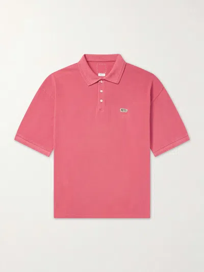 Visvim Logo-embroidered Cotton Polo Shirt In Pink