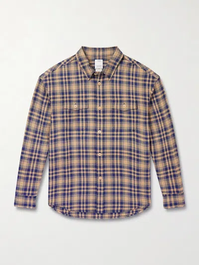 Visvim Lumber Checked Wool And Linen-blend Twill Shirt In Blue