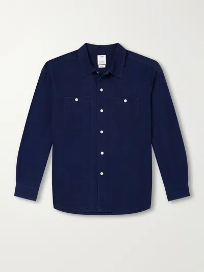 Visvim Pointed Collar Long-sleeved Shirt In Blue