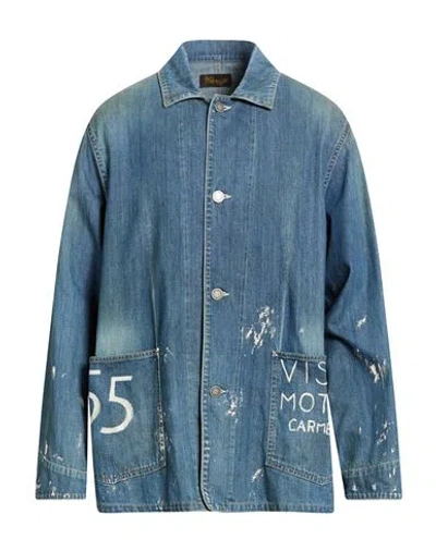 Visvim Man Denim Outerwear Blue Size 4 Cotton