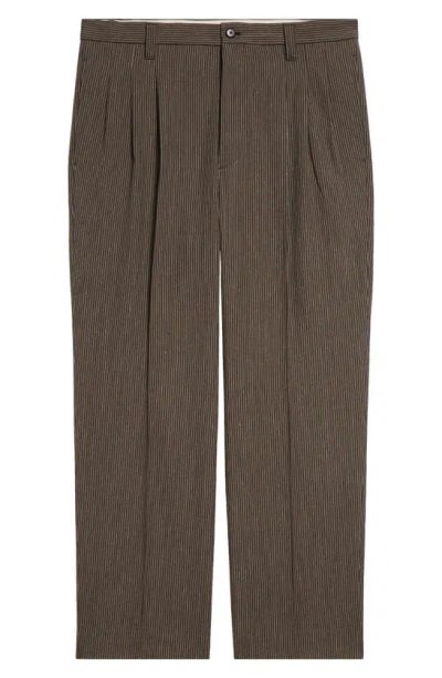 Visvim Mccloud Stripe Wool Blend Trousers In Charcoal