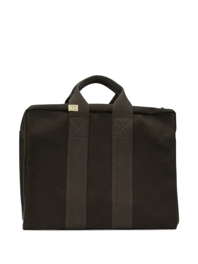 Visvim Canvas Plura Medium Briefcase Top Handles In White