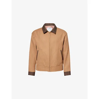 Visvim Mens Beige Strato Collared Linen And Wool-blend Jacket In Sand