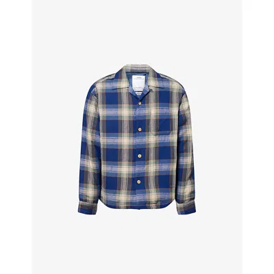 Visvim Mens Blue Keesey Padded Wool And Linen-blend Jacket