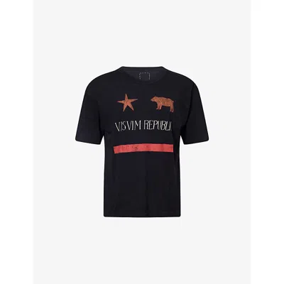 Visvim Mens Navy Jumbo Graphic Print Cotton-blend T-shirt In Black