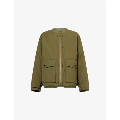 Visvim Mens Olive Iris Reversible Wool-blend Down-filled Jacket In Green