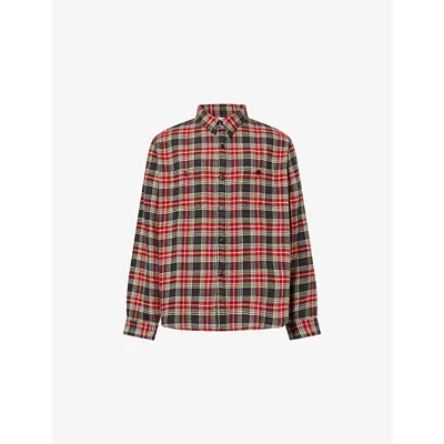 Visvim Mens Red Larrikan Checked Cotton Shirt In Multi