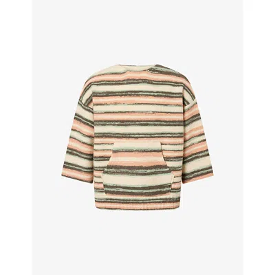 Visvim Mens Ivory Burrow Striped Wool And Cashmere-blend Jumper In Multi