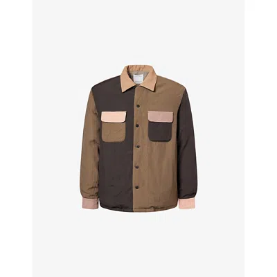 Visvim Mens Grey Keesey Colour-block Down Linen And Wool-blend Jacket In Neutral