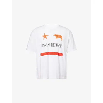 Visvim Mens White Jumbo Graphic Print Cotton-blend T-shirt