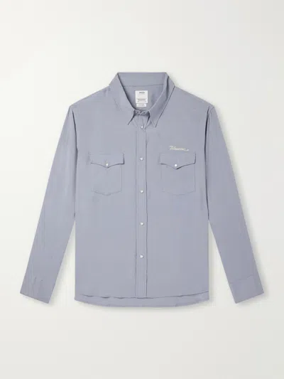 Visvim Meridian Logo-embroidered Canvas Shirt In Gray