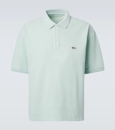 Visvim Mondo Logo-embroidered Cotton-piqué Polo Shirt In Green