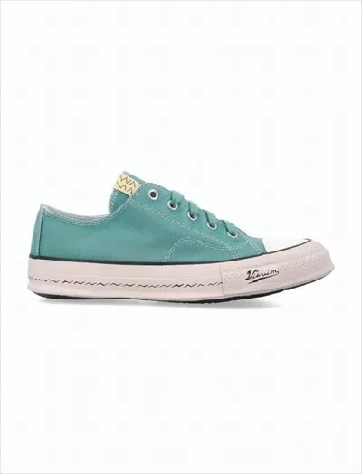 Visvim Muted Teal Low-top Sneakers With Cowhide Lining In Green