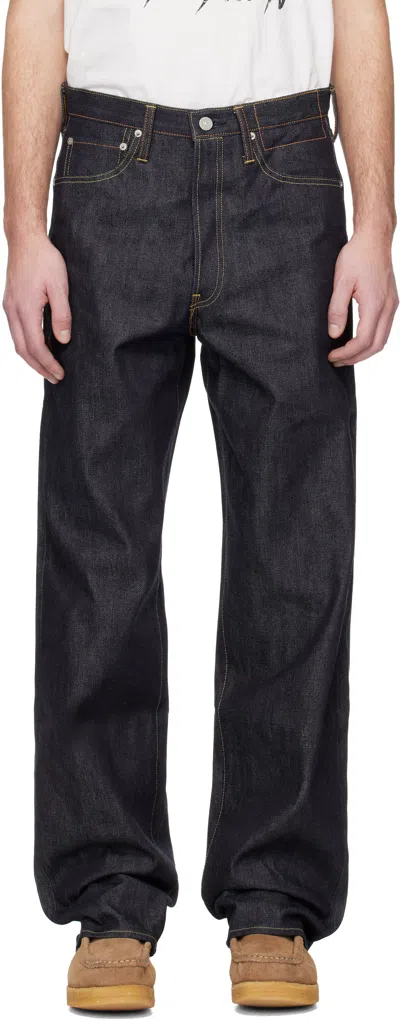 Visvim Navy Social Sculpture 01 Ex Wd Unwashed Jeans In Black