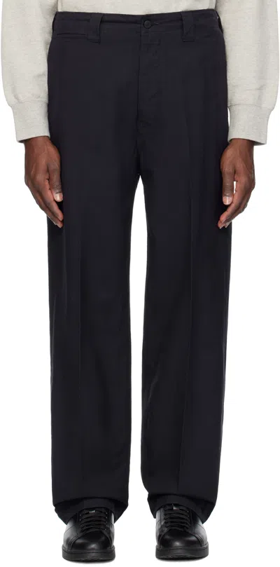 VISVIM NAVY WIDE CHINO TROUSERS