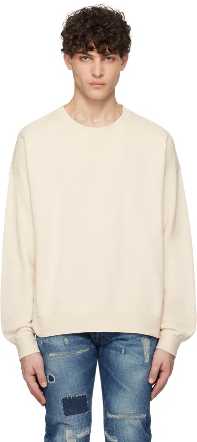 Visvim Off-white Jumbo Sb Damaged Sweatshirt In Ivory