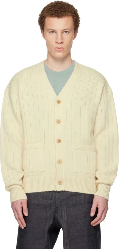 Visvim Off-white Knit Cardigan In Yellow