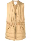 Visvim Padded Belted V-neck Gilet In Brown
