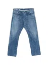 Visvim Paint-splatter Whiskered Jeans In Blue