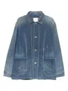 Visvim Patch-pocket Denim Overcoat In Blue