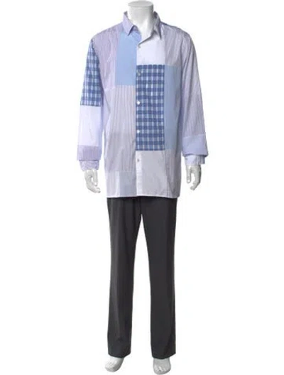Pre-owned Visvim Patterned Long Sleeve Shirt In Blue