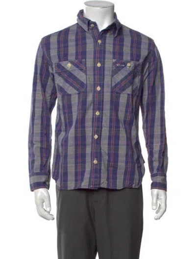 Pre-owned Visvim Plaid Print Long Sleeve Dress Shirt In Blue/purple