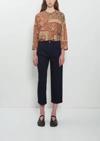 Visvim Pleated Cropped Cotton Chino In Purple