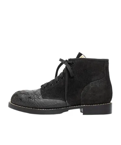 Visvim Round Head Boots In Black