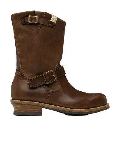Visvim Round Head Sewing Detail Boots In Brown
