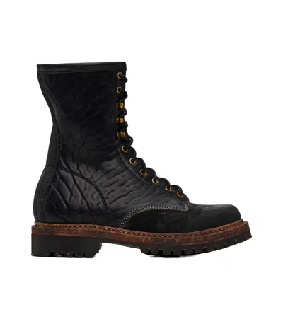 Visvim Scout Plain Toe Hi-folk Boots In Black