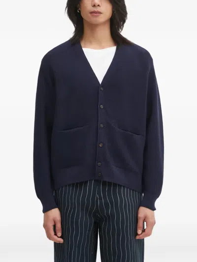Visvim Selmer Patch-pocket Cardigan In Blue