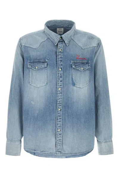 Visvim Long Sleeve Denim Shirt Featuring Chest Pockets In Blue