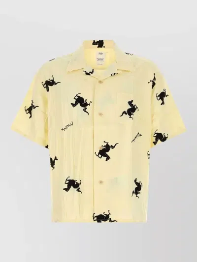 Visvim Short Sleeve Rayon Shirt Graphic Print In Yellow