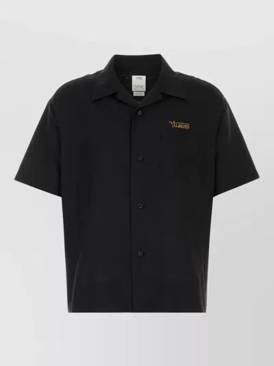 Visvim Silk Shirt Chest Pocket Short Sleeves In Black