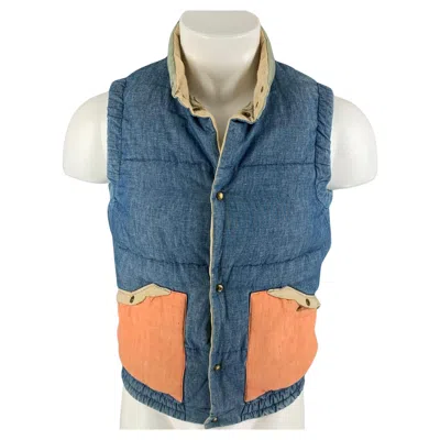 Pre-owned Visvim Size S Blue Orange Color Block Cotton Linen Reversible Vest