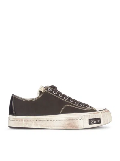 Visvim Skagway Lo G.patten Low-top Canvas Sneakers With Vintage Effect In Black