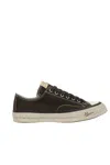 Visvim Skagway Lo Leather-trimmed Canvas Sneakers In Black