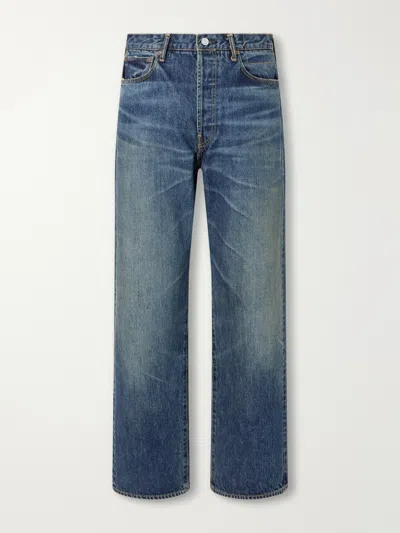 Visvim Social Sculpture 01 Wide-leg Distressed Jeans In Blue