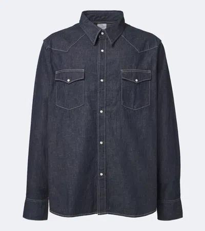 Visvim Social Sculpture Denim Shirt In Blue