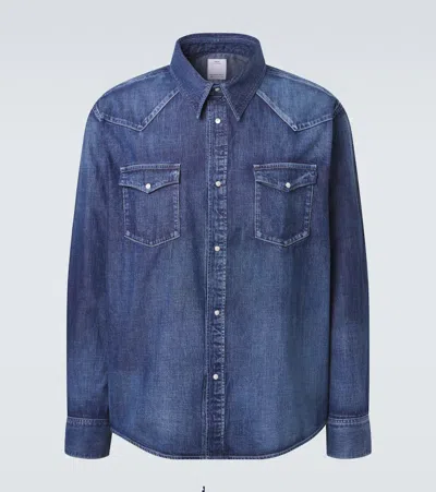 Visvim Social Sculpture Faded Denim Shirt In Blue