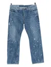 Visvim Social Sculpture 11 Slim-fit Straight-leg Paint-splattered Jeans In Blue