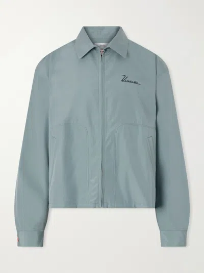 Visvim Somer Swing Printed Silk And Wool-blend Jacket In Blue