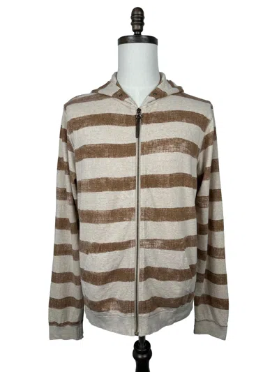 Pre-owned Visvim Ss12 Papyrus Border Hoodie F.z In Sand