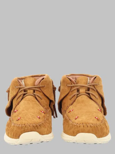 Visvim Tan Lhamo-folk Lambskin Moccasin Boots In Animal Print