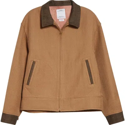 Visvim Contrast-collar Zip Jacket In Brown