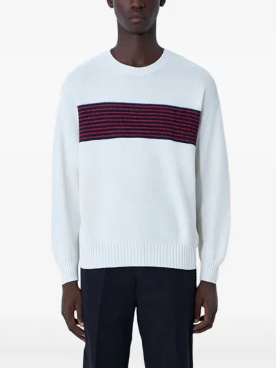 VISVIM 条纹细节圆领毛衣