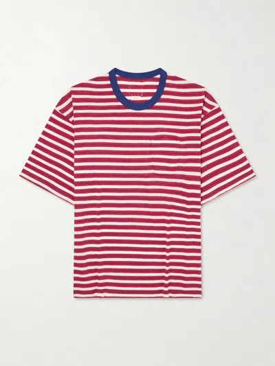 Visvim Striped Knitted Wool And Cotton-blend T-shirt In Multi